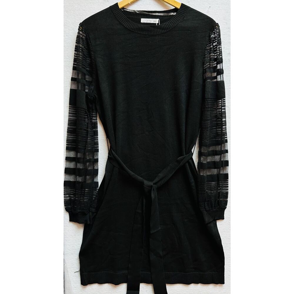 Blue Orchid women’s XL Knit Sweater black cocktail dress sheer sleeve Soft